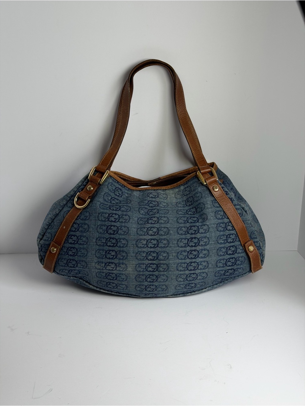 Gucci GG Monogram Denim Abbey Hobo Bag